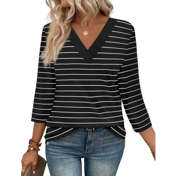 2025 New Women V Neck Shirt Solid Color Fashion Basic Comfort Long Sleeve Tee Top Blouse Womens Long Sleeve Tops