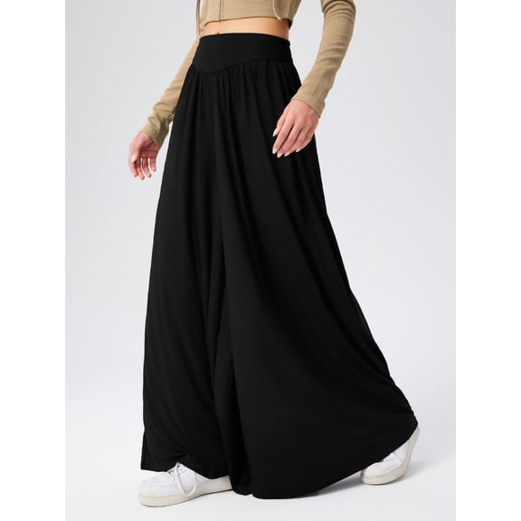 2025 New Women's High-Waisted Dance Skirt, Flowy Wide-Leg Palazzo Pants with Soft Drape, Elastic Waist Skort for Casual Wear