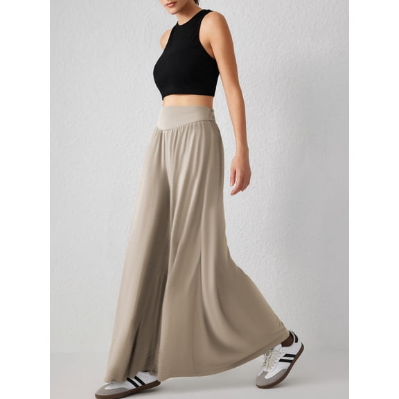 2025 New Women's High-Waisted Dance Skirt, Flowy Wide-Leg Palazzo Pants with Soft Drape, Elastic Waist Skort for Casual Wear