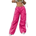thumbnail image 1 of Women's Pink Wide‑Leg Joggers – Loose‑Fit, Multi‑Pocket Sports & Casual Streetwear Pants, 1 of 5