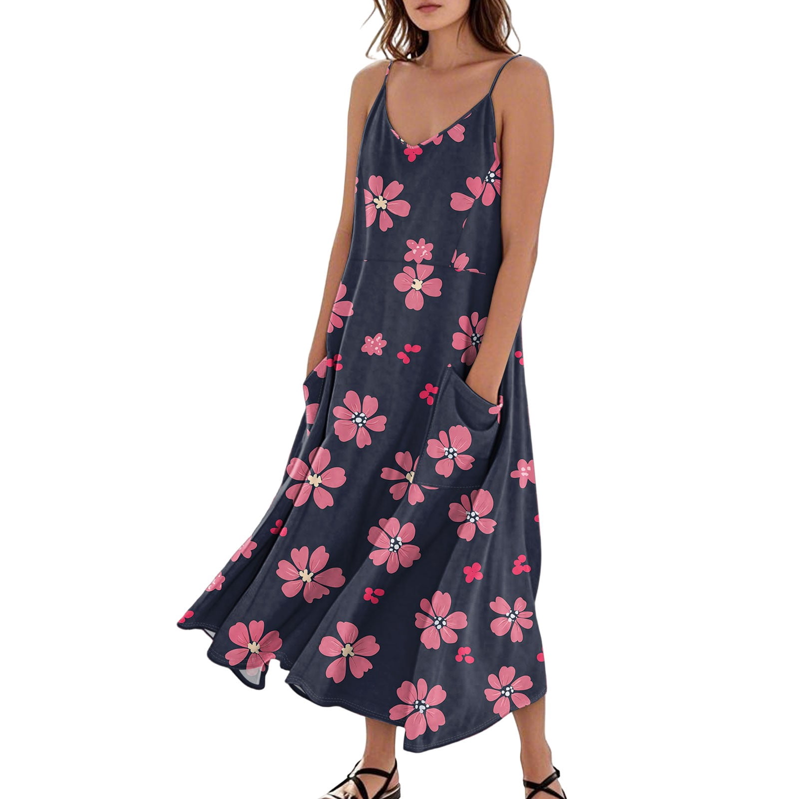 Style Co Womens Floral Print Sleeveless Swing Dress Purple Floral Size Petite S