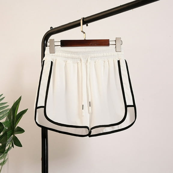 2025 New Womens Shorts Casual Fashion Striped Shorts High Waisted Tie Front Lightweight Plus Size Shorts for Women White