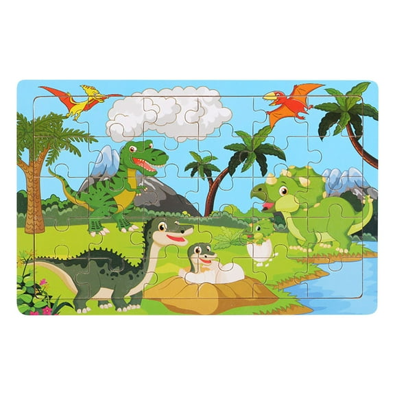 2025 New! Wooden 30 Piece Puzzle Children's Dinosaur Plane Puzzle Baby's Early Learning Intelligent Building Block Toy