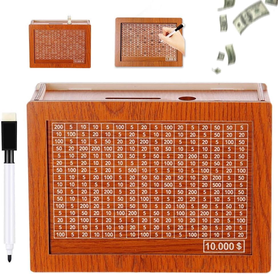 2025 New Wooden Money Box for Cash, Coin Counter Piggy Bank Cash Vault ...