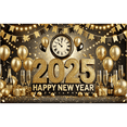 2025 New Year Celebration Party Polyester Flag Theme Multi functional