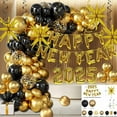 2025 New Year balloon set party decoration black gold background layout