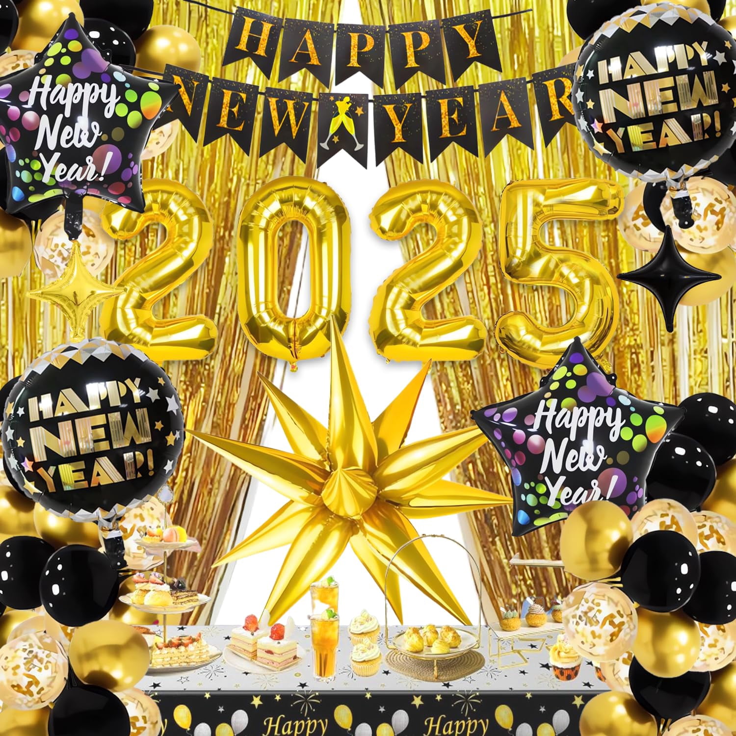 2025 New Years Party Decorations Kit, Happy New Balloons 2025, New