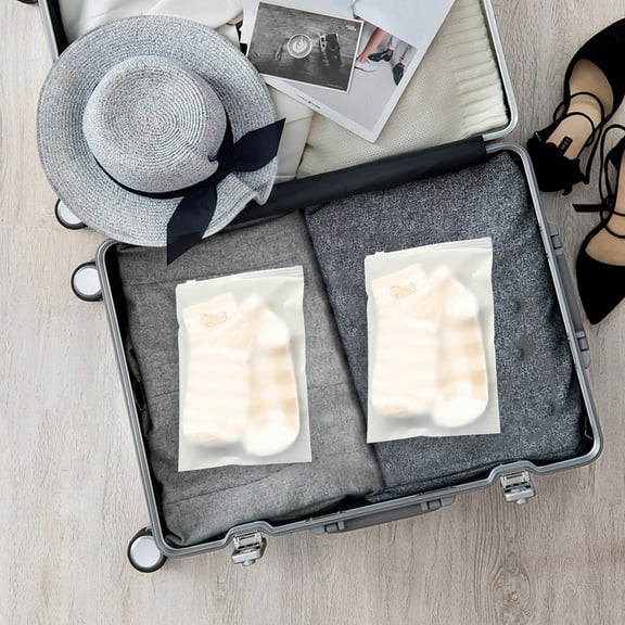 2025 New Zipper Storage Bags, 2Pcs Frosted Zipper Packaging Bags Plastic Zip Lock Garment Bags Translucent Travel Seal Storage Bags for Clothing Shirt Jeans Pants Organizer