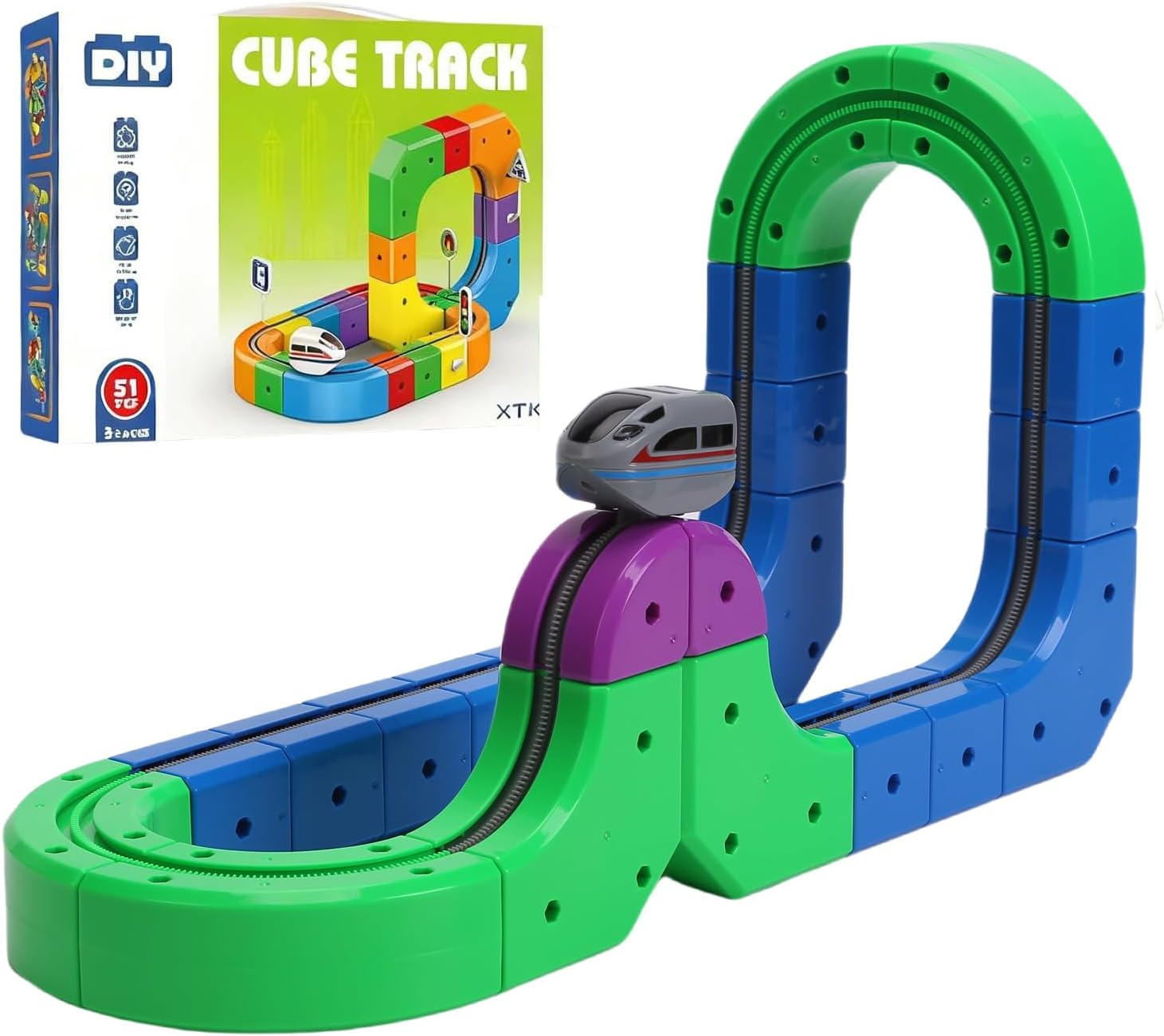 Circuit De Train électrique Flexible Pour Enfants - 123 Pièces, Pistes 3D Magnétiques - Jeu De Construction STEM