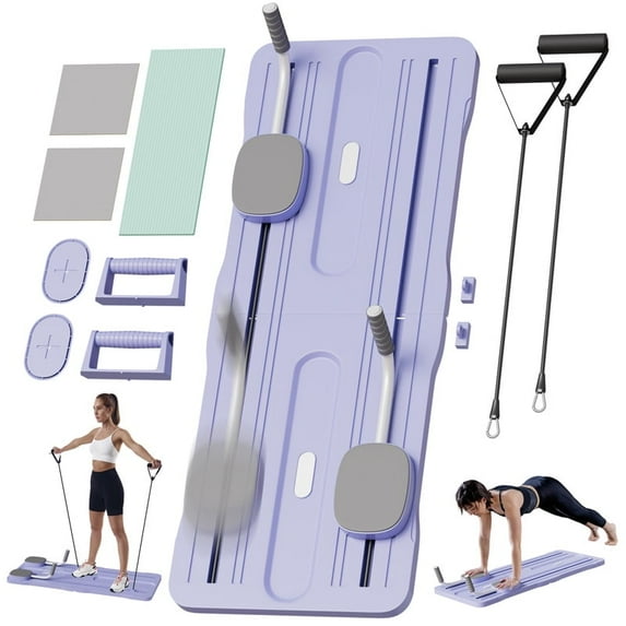 2025 New violet Pilates board, 6-in-1 multi-functional foldable abdominal trainer, suitable for home use, equipped with knee and elbow pads 1 piece