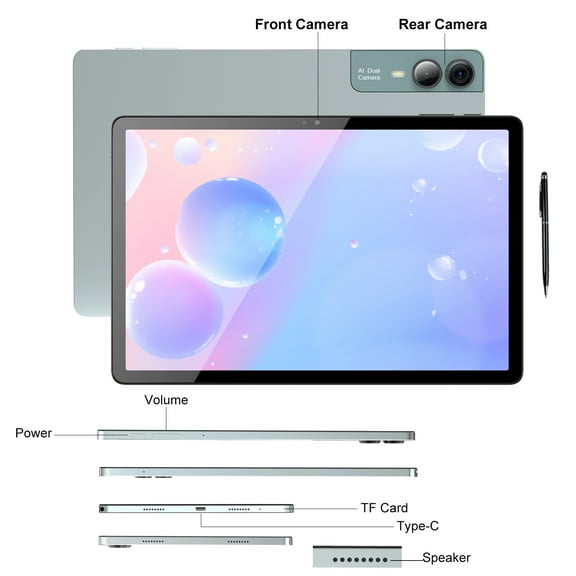 2025 Newest 11 inch Android 14 Tablet, 2K Display, Octa-Core 5G/2.4G WiFi, 13MP+5MP+5MP Camera, GPS, 9000mAh, Quad Stereo Speakers
