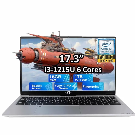 2025 Newest 17.3 inch Business Laptop 16GB RAM 1TB SSD Intel 6 Cores i3-1215U(Up to 4.40 GHz)IPS FHD Business-Laptop Backlit Keyboard,WiFi 6 BT5.2, 65W Type-C,Fingerprint Windows 11 computer