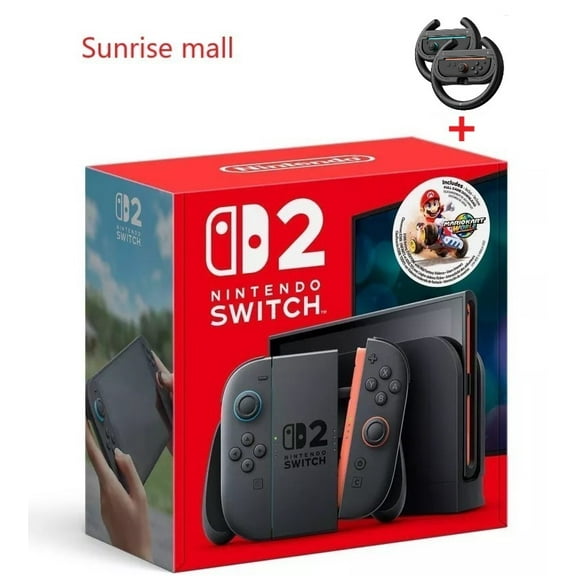 2025 Newest Nintendo Switch 2 + Mario Kart World Bundle with Zuome Racing Steering Wheel