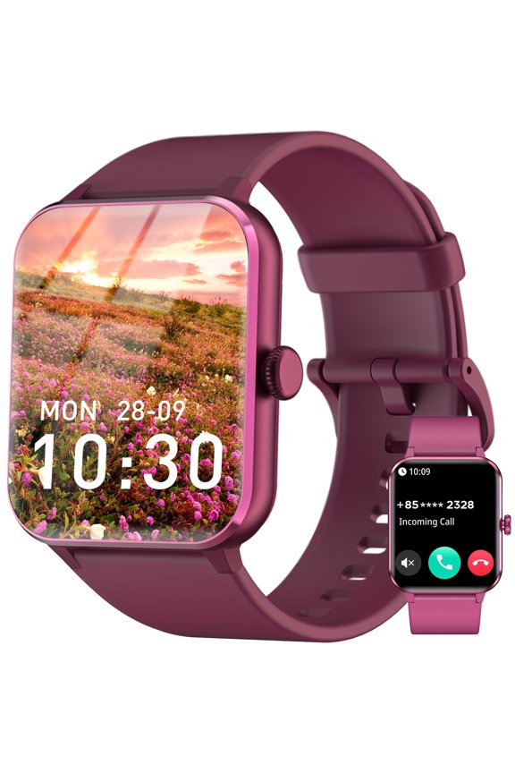2025 Newest Smartwatch - 1.85" Touchscreen, 100+ Exercise Modes, Calorie Meter & Stopwatch, Red Fitness Watch
