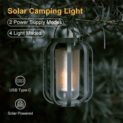 Newest Solar Lights Outdoor, Garden Lights, Landscape Lights with Light Sensor, 4 Lighting Ambiance, Waterproof, Type-C Charging, Campfire Ambiance Lights, Suitable for Camping, Patio and Home