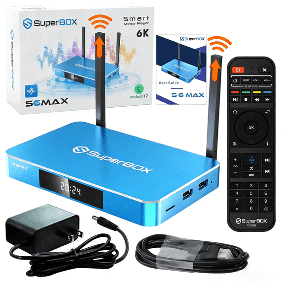 2025 Newest SuperBox S6 MAX,4G+64G Powerful Smart Box,Time Shift, Parental Control Time,Super Powerful TV Box with Voice Remote Control,Ideal for Family