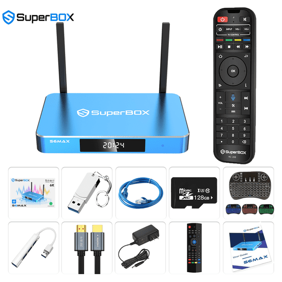 2025 Newest SuperBox S6 Max With 7 Gifts,4G RAM+64G ROM, Voice Remote, Time Shift ,6K, 2T2R Wifi, Easy Setup Guide