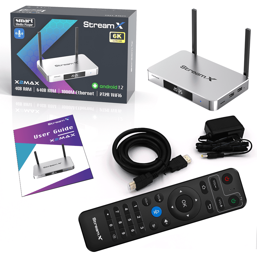 2025 Newest SuperBox S6 StreamX ,4G RAM+64G ROM,Time Shift Feature,Parental Controls,6K ,Voice Remote Control,2T2R