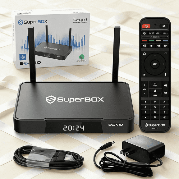 2026 SuperBox S6 Pro Fully Loaded Smart TV Box 4GB RAM+64GB ROM with Voice Remote, Time Shift & Parental Control