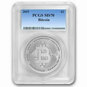 2025 Niue 1 oz Silver $2 Bitcoin MS-70 PCGS