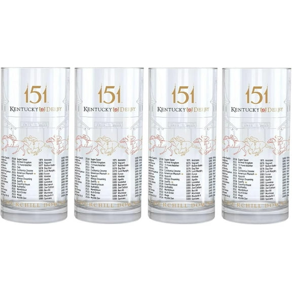 2025 Official Mint Julep Glass (12oz) for the 151th Running of the at Churchill Downs - 4 Piece