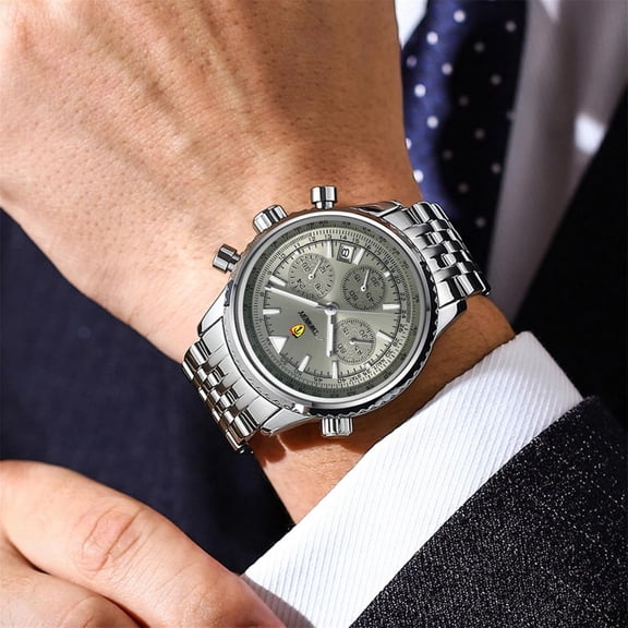 2025 Original Brand Men Watches Classic Multifunction Stainless Steel Automatic Date Watch Business Chro Moon Phase Business Watch Luminous Waterproof Dress Watch Stainless Steel