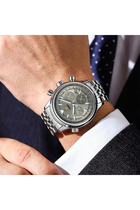 2025 Original Brand Men Watches Classic Multifunction Stainless Steel Automatic Date Watch Business Chro Moon Phase Business Watch Luminous Waterproof Dress Watch Stainless Steel
