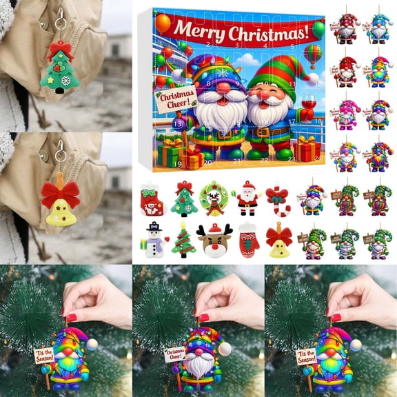 Countdown Sets 2025 Ornament Advent Calendar Featuring 12 Double-Sided 2D Flat with Lifelike Graphics and Heartfelt Greetings