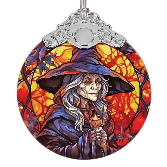 2025 Ornaments for Christmas Tree, Zmoicky Stained Glass Hanging Ornament, Christmas Ornaments Clearance, Gift Exchange Ornament, Bauble Present - Terrifying Witch