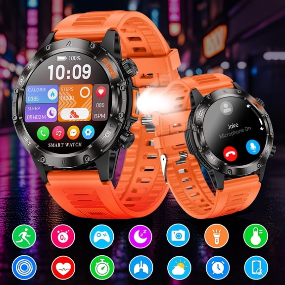 2025 New Outdoor Smartwatch, 60Hz High Refresh Rate, 3D Dynamic Dial, 100+ Sports Modes, AI Voice Assistant, 31 Languages, LED Light