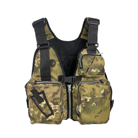 2025 Outdoor vest bag, dual-purpose life jacket, removable foam, large pockets, multi-pocket lure fishing vest bag