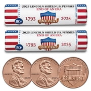 Collectible 2025 P & D Set Lincoln Cent Penny Rolls * END OF AN ERA * Collectible Rolls 100 Brilliant Uncirculated Pennies - Set of 2 Coin Rolls