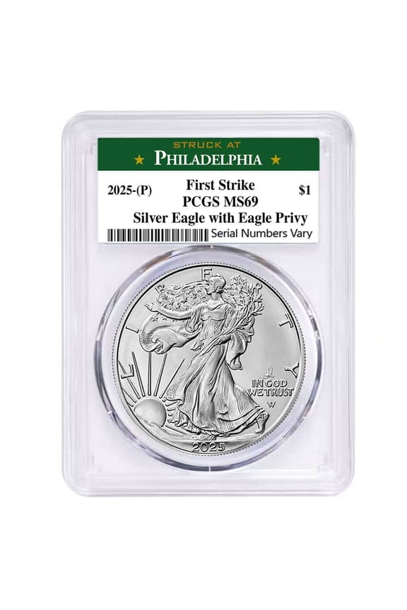 2025 (P) Eagle Privy 1 oz Silver American Eagle PCGS MS 69 FS Philadelphia
