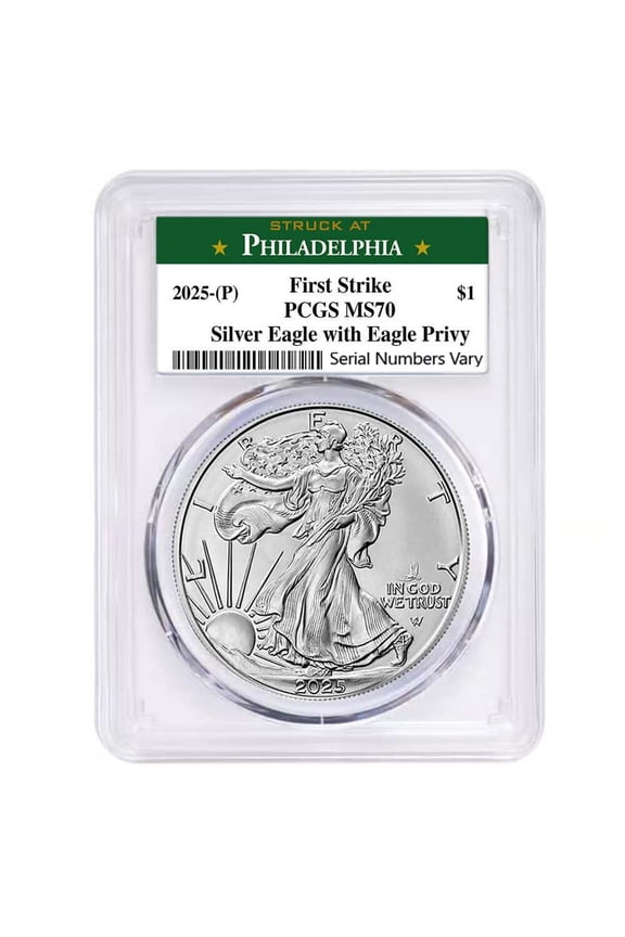 2025 (P) Eagle Privy 1 oz Silver American Eagle PCGS MS 70 FS Philadelphia