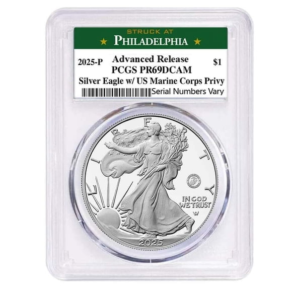 2025-P Marine Corps Privy 1 oz Proof Silver American Eagle PCGS PF 69 AR Philadelphia