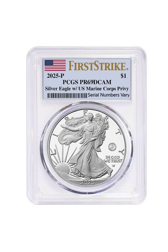 2025-P Marine Corps Privy 1 oz Proof Silver American Eagle PCGS PF 69 FS