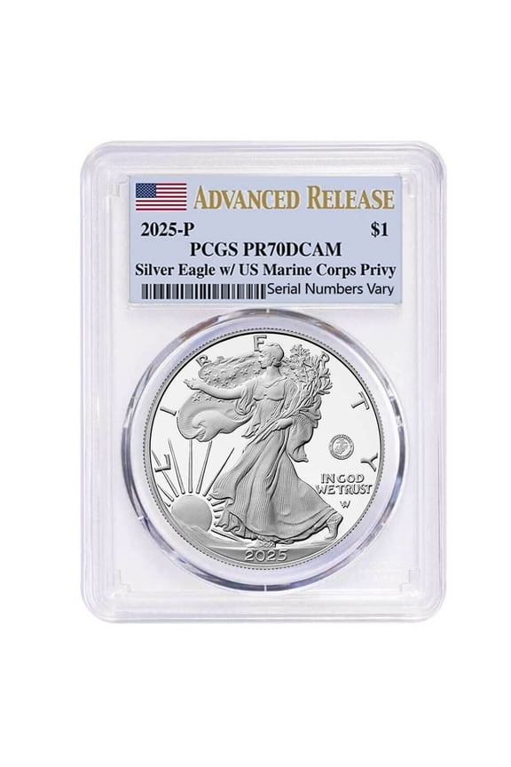 2025-P Marine Corps Privy 1 oz Proof Silver American Eagle PCGS PF 70 AR