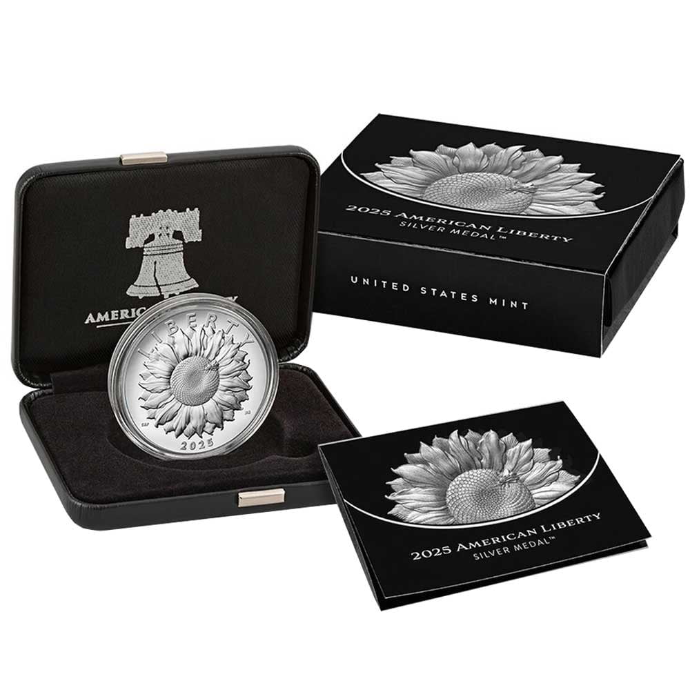 UNITED STATES MINT 2025-P Proof American Liberty 1 oz Silver Medal Box, OGP & COA