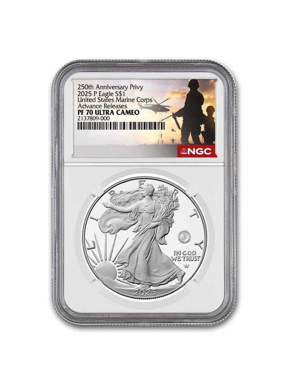 2025-P Proof Silver Eagle PF-70 NGC (Marine Privy, AR)