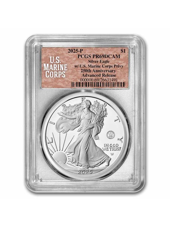 2025-P Proof Silver Eagle PR-69 PCGS (Marine Privy, AR, Marine)