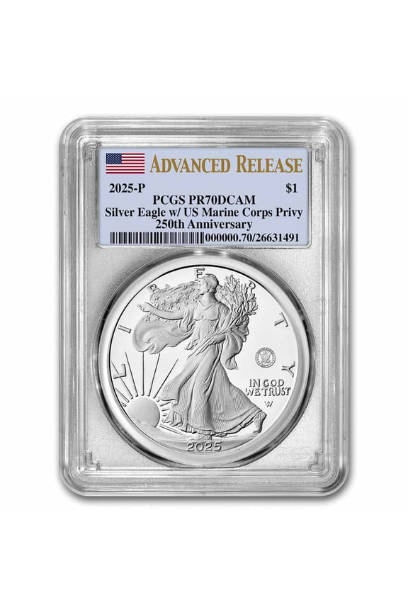 2025-P Proof Silver Eagle PR-70 PCGS (Marine Privy, AR)