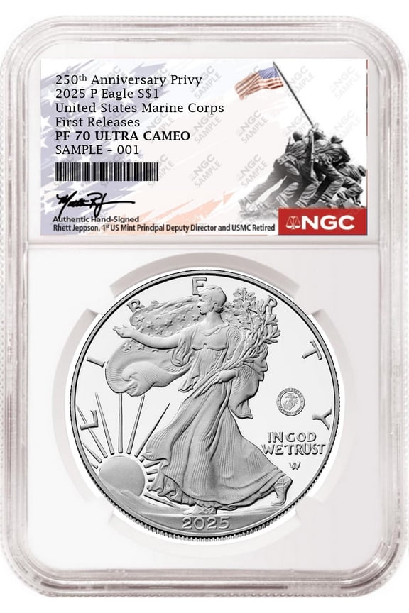 2025 P Silver Eagle Marine 250th Anniversary Privy NGC PF70 First Releases RJ