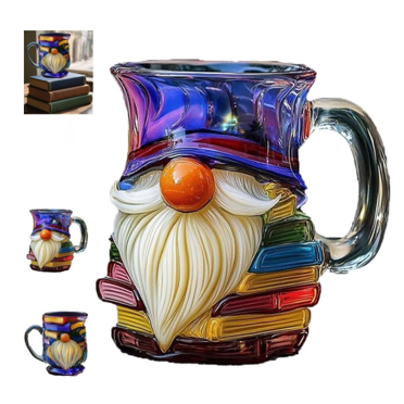 Painted Book Mug – Handmade Colored Glass Coffee Mug, Novelty Resin Book Design