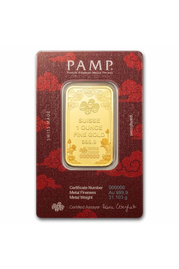 2025 Pamp Good Luck Yellow Dragon 1 oz Gold Bar - In Assay