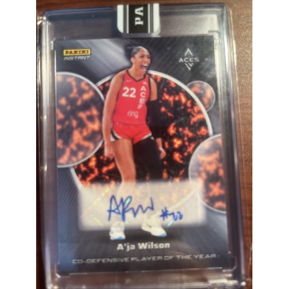 2025 Panini A'ja Wilson #AW-DPOYAW Magma One of One Las Vegas Aces WNBA Autographed Basketball Trading Card