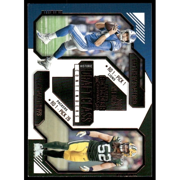 2025 Panini Contenders Gold #24 Clay Matthews Matthew Stafford Detroit Lions Green Bay Packers Football Card