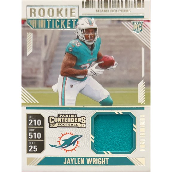 2025 Panini Contenders Football Rookie Ticket Jaylen Wright #RTS-JWT RC Miami Dolphins NFL Football Trading Cards