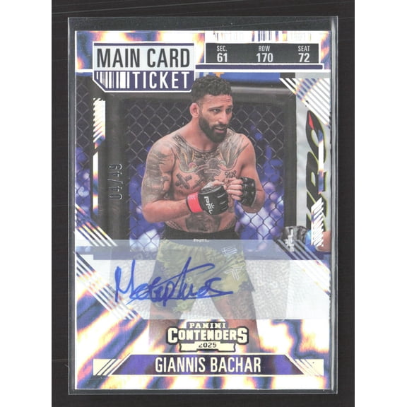 2025 Panini Contenders PFL Giannis Bachar #75 Main Card Ticket Auto 04/49