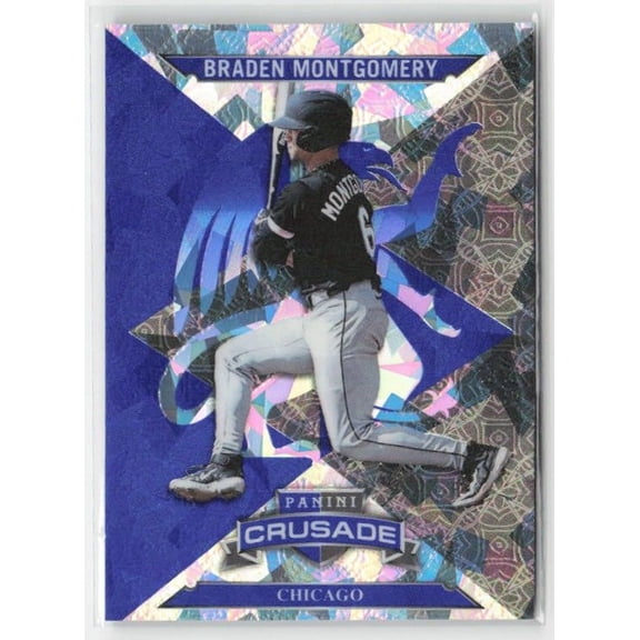 2025 Panini Crusade Blue Cracked Ice #15 Braden Montgomery Chicago White Sox Baseball Card