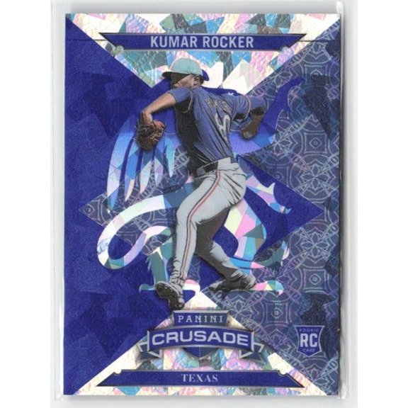 2025 Panini Crusade Blue Cracked Ice Kumar Rocker #31 Texas Rangers Baseball Card